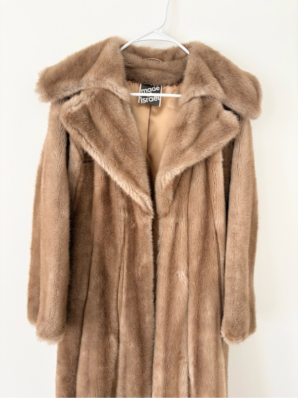 Lilli Ann San Fransisco Neutral Brown Faux Fur Longline Overcoat Size 6 - Picture 2 of 15